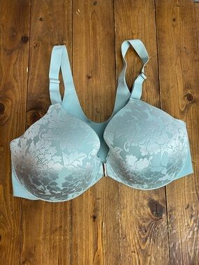 Soma vanishing back full coverage bra blue lace print 36D